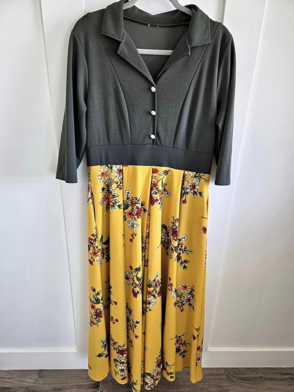 Floral Maxi Dress in Yellow & Black
